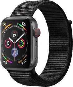 Apple Watch Series 4 (GPS + Cellular) Aluminium 44mm grau mit Sport Loop schwarz