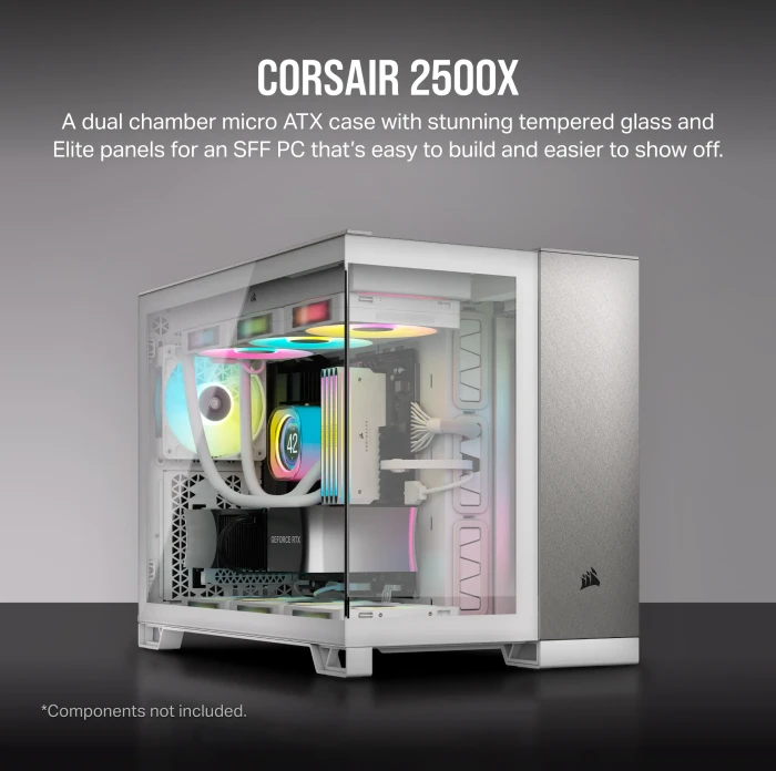 Corsair 2500X White/Satin Gray Aluminium, weiß/silber, Glasfenster