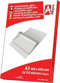 Albyco Laminierfolien, A3, 2x 125µm, glänzend, 100 Stück