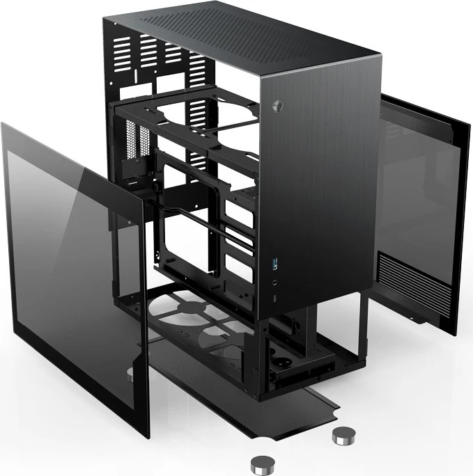Jonsbo V10, schwarz, Glasfenster, Mini-ITX