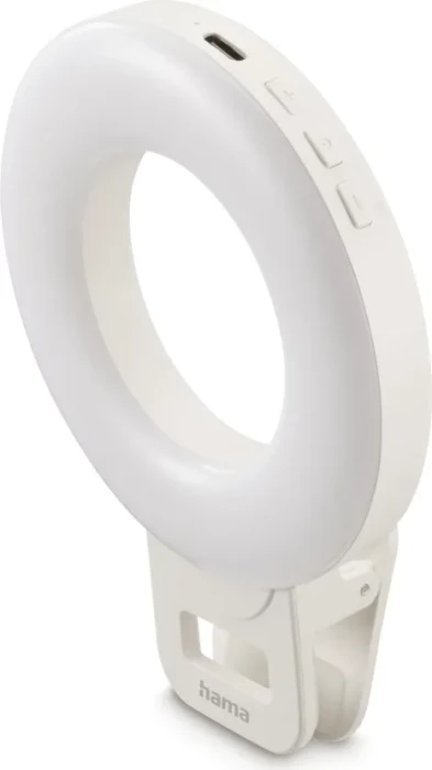 Hama LED-Ringleuchte "ToGo" Clip-On-Ringlicht für Handy aufladbar 3 Modi