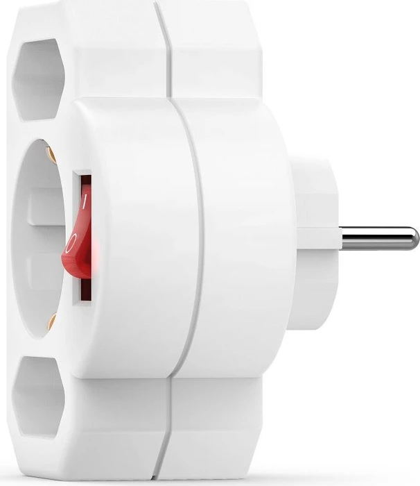 Hama Adapterstecker mit Schalter, 3-fach, 1x Schuko, 2x Euro, weiß