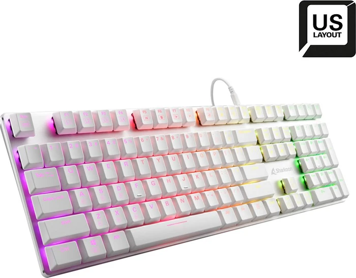 Sharkoon PureWriter RGB, weiß, Kailh Choc LOW PROFILE BLUE, USB, US