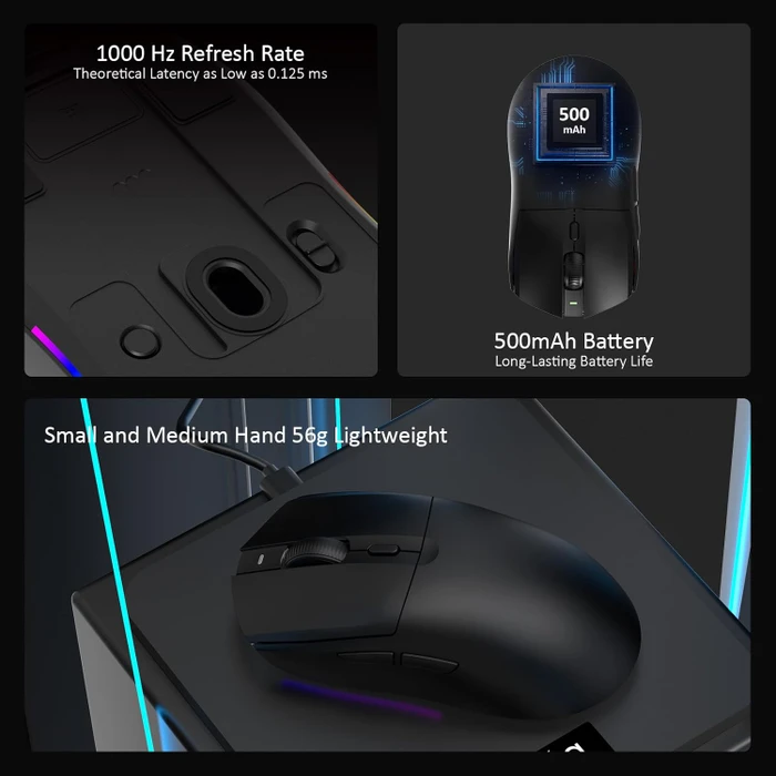 Ajazz AJ139 V2 MC Gaming Mouse mit Ladestation, schwarz, USB/Bluetooth