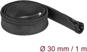 DeLOCK Geflechtschlauch mit Reißverschluss, hitzebeständig, 30mm, 1m, schwarz