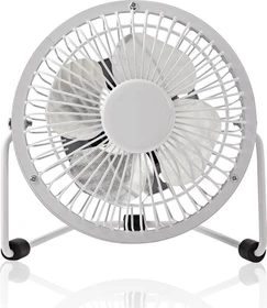 Nedis FNDK1WT10 USB Mini Tischventilator aus Metall 10cm weiß