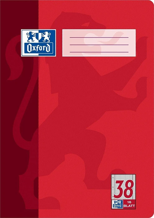 Oxford Schulheft, A4, Lineatur 38, rot, 16 Blatt