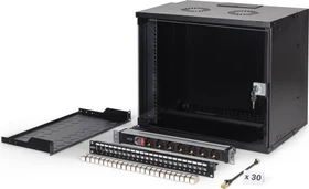 Digitus Professional SoHo Pro Line 19" Wandgehäuse SET 9HE, unmontiert, Sicherheitsglastür, IP20, RAL 9005, 400mm tief