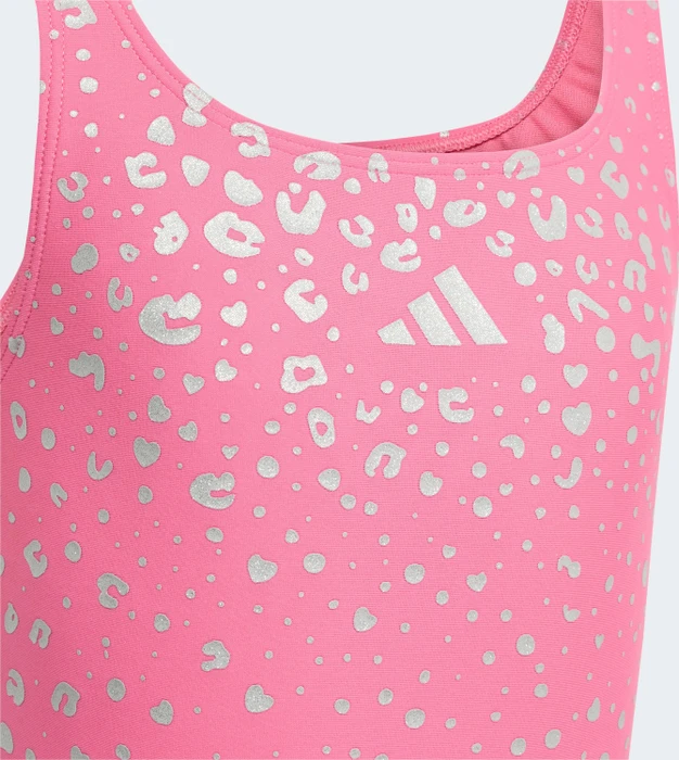 adidas V-förmiges Rückendesign und Glitzer-Details Badeanzug pink fusion (Junior)
