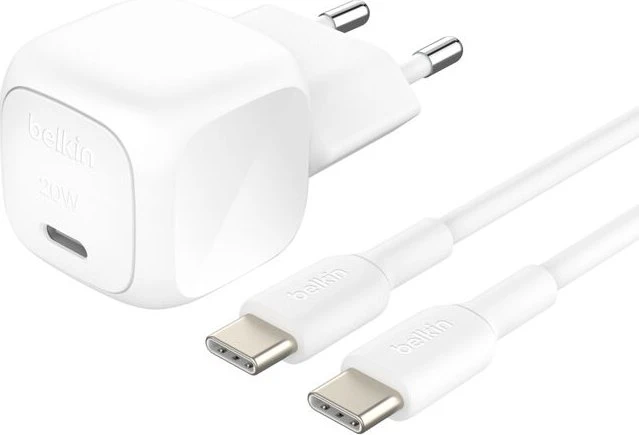 Belkin BoostCharge USB-C-Ladegerät + USB-C/USB-C-Kabel (20W) weiß