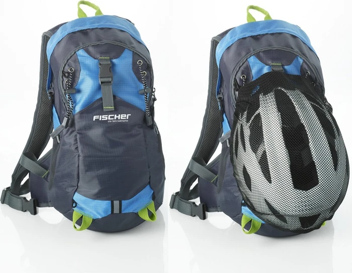 Fischer Fahrrad-Rucksack mit Helmnetz blau