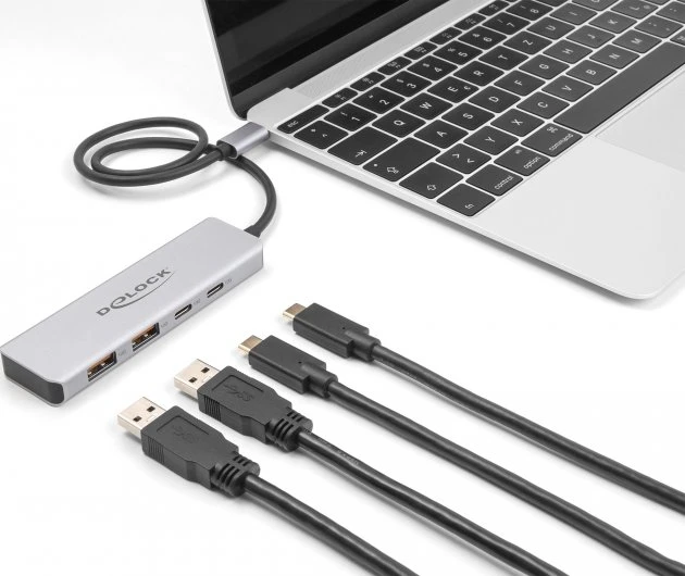 DeLOCK 4-Port USB-Hub, 2x USB-C 3.1, 2x USB-A 3.1, USB-C 3.1 [Stecker]