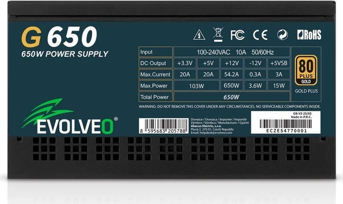 Evolveo Gold Series G650 schwarz 650W, ATX 3.1