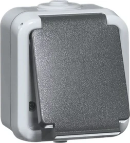 Peha IP54 Steckdose SCHUKO 2fach senkrecht ohne Dose, grau