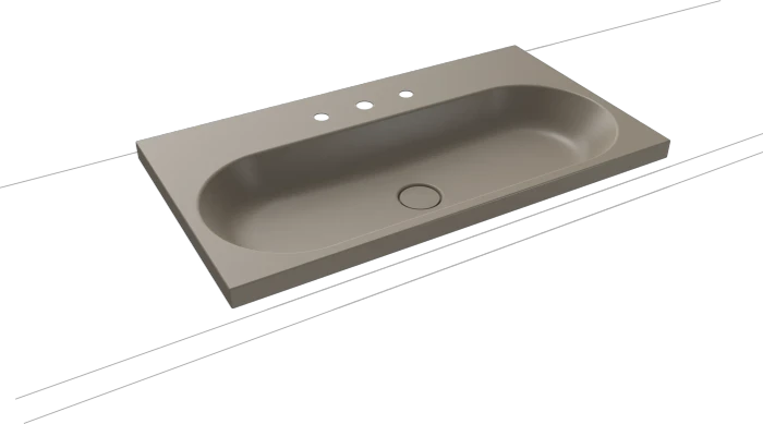 Kaldewei Centro 3056 Aufsatzwaschtisch 90x50x4cm, Perl-Effekt, warm grey 60