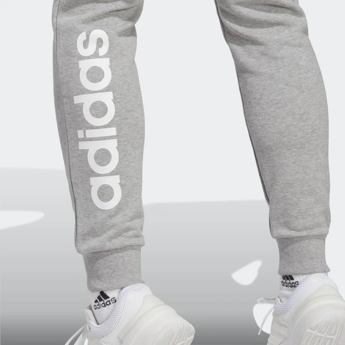adidas Essentials Linear French Terry Cuffed Trainingshose lang medium grey heather/white (Damen)