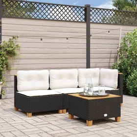 vidaXL Eck-Gartensofa mit Kissen schwarz/weiß
