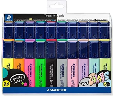 Staedtler Textsurfer classic 364 rainbow mit Pastell und Vintage sortiert, 20er-Set, Kunststoffetui