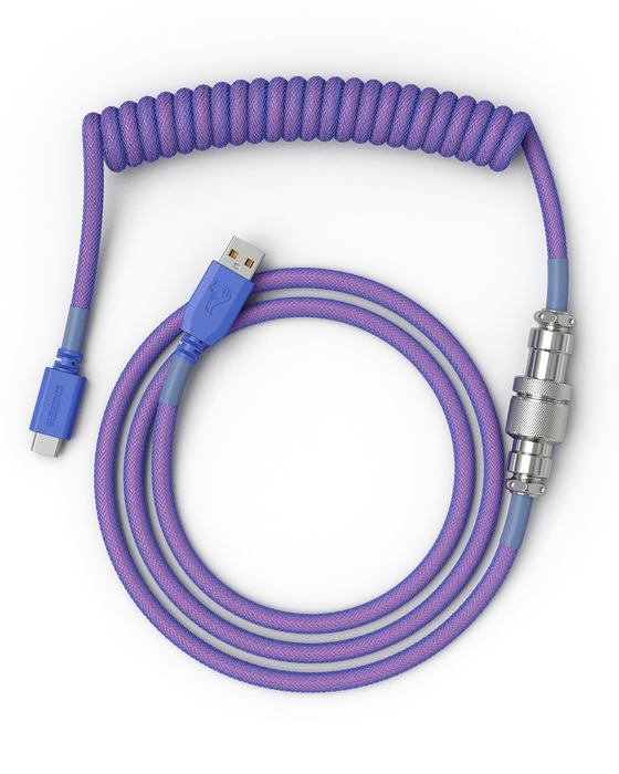 Glorious Coiled Cable USB-C auf USB-A, Tastaturkabel (Spiral-Textilkabel), 1.37m, Nebula