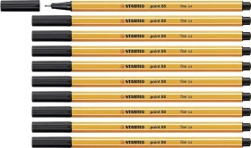 STABILO point 88 schwarz, 10er-Pack, Kunststoffetui