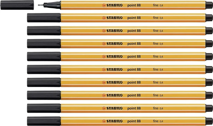 STABILO point 88 schwarz, 10er-Pack, Kunststoffetui