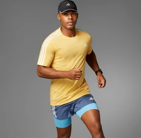 adidas Own The Run 3-Streifen Laufshirt kurzarm semi spark (Herren)