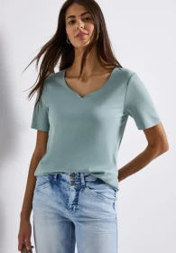 Street One Herzausschnitt T-Shirt kurzarm arona blue (Damen)