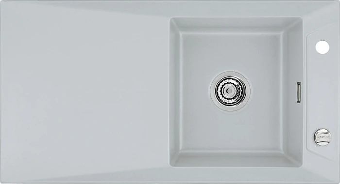 systemceram Siro 90 Einbau Becken rechts mit Ablauffernbedienung alu