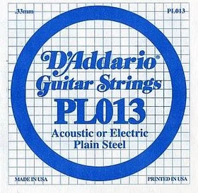 D'Addario Single Plain Steel 013