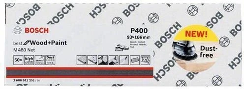 Bosch Professional M480 Best for Wood and Paint Gewebeschleifblatt K400, 93x186mm, 50 Stück