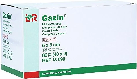 Lohmann & Rauscher Gazin Mullkompresse steril 12-fach, 5 x 5cm, 100 Stück (20x 5 Stück)