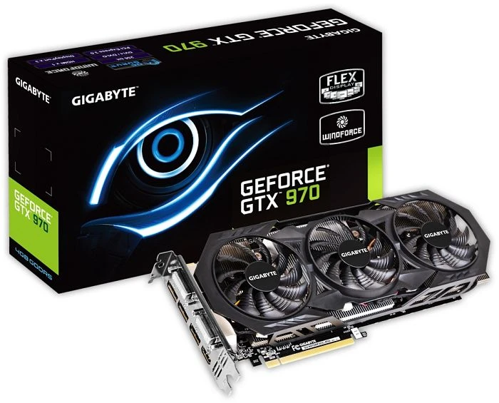 GIGABYTE GeForce GTX 970 Windforce 3X OC, 4GB GDDR5, 2x DVI, HDMI, 3x DP