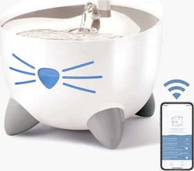 Catit PIXI Smart-Trinkbrunnen, LED-Statusanzeige, Trockenlaufschutz, Edelstahleinsatz, UV-C Wasserfilter, WLAN, 2.5l, weiß