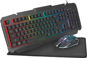 LogiLink Gaming-Tastatur-Set, beleuchtete Tastatur, beleuchtete Maus und Mauspad, USB, DE (ID0185)