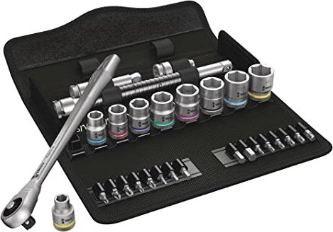 Wera 8100 SB 10 Zyklop Metal Push Bitset/Steckschlüsselsatz zöllig inkl. Tasche, 29-tlg.
