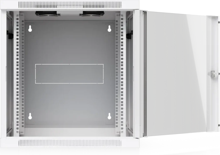 Ubiquiti 12U Rack Cabinet, 19" Wandgehäuse 12HE, Glastür, weiß, 703mm tief