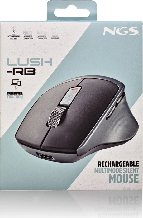 NGS Lush-RB Wireless Rechargeable Multi-Device Mouse schwarz/grau, USB/Bluetooth