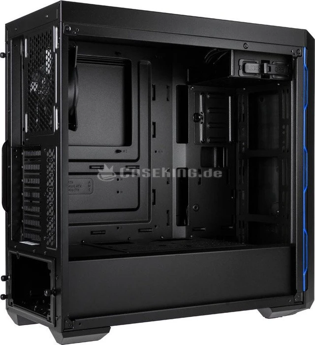 Cooler Master MasterBox MB600L schwarz/blau, Acrylfenster, mit 5.25" Schacht