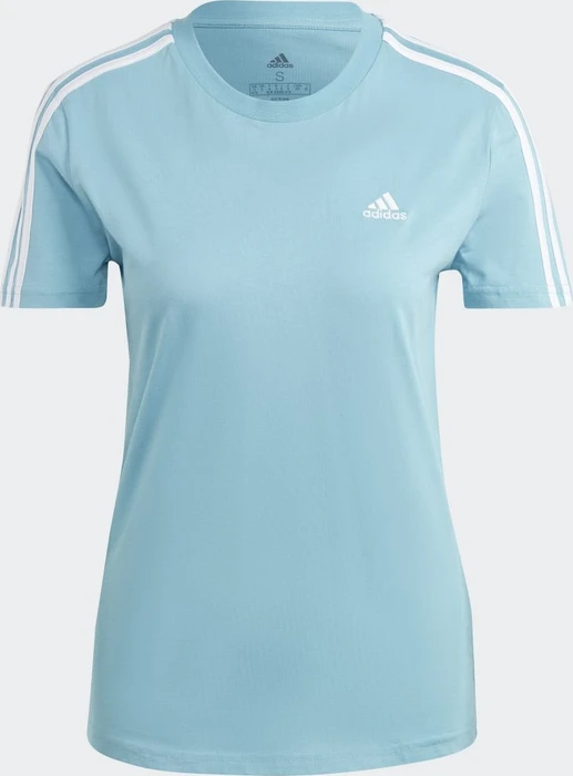 adidas Loungewear Essentials Slim 3 Streifen T-Shirt kurzarm preloved blue/white (Damen)