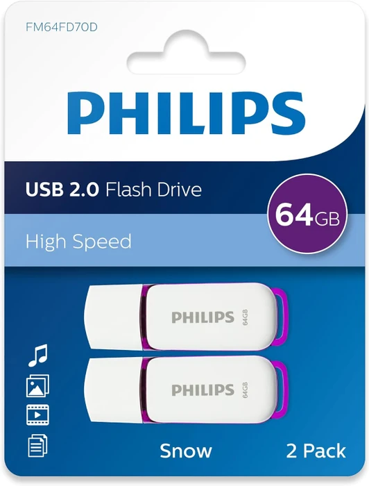 Philips Snow Edition 64GB Magic Purple, USB-A, USB 2.0, 2er-Pack