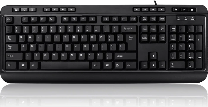 Adesso Multimedia Desktop Tastatur mit 3-Port Hub, schwarz, USB, US