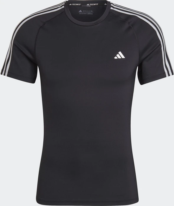 adidas Techfit 3-Streifen Training Funktionsshirt kurzarm schwarz (Herren)