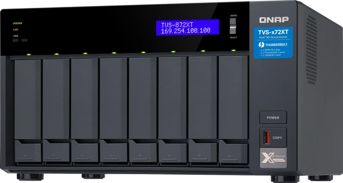 QNAP QuTS hero TVS-872XT-i7-16G, 16GB RAM, 1x RJ-45 10GBase-T, 2x RJ-45 1000Base-T