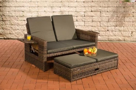 CLP Polyrattan Ancona Loungesofa braun-meliert/anthrazit