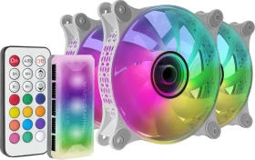 Mars Gaming MF-3D Kit, weiß, LED-Steuerung, Fernbedienung, Lüftersteuerung, 120mm, 3er-Pack