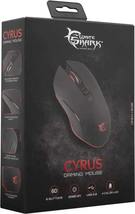 White Shark Cyrus Gaming Mouse schwarz, USB