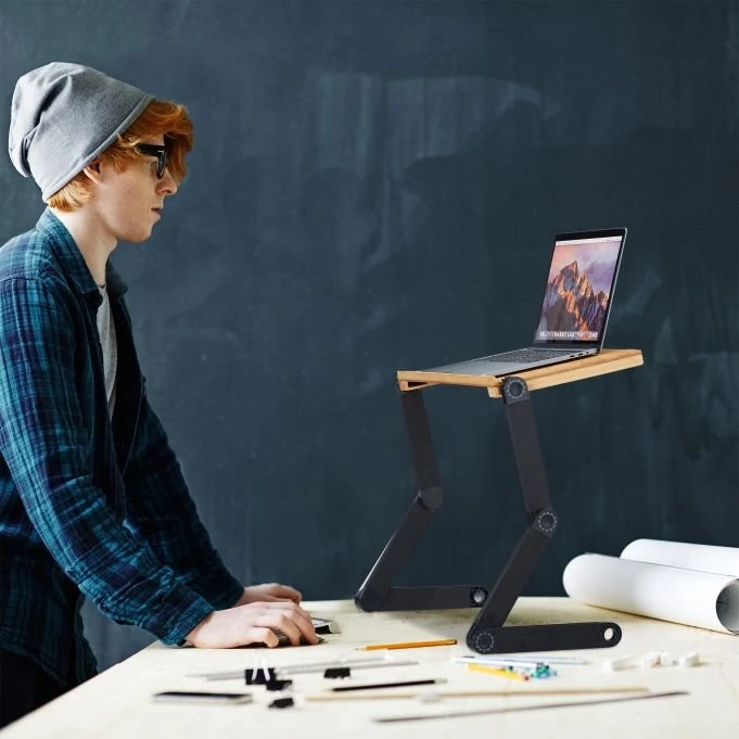 Relaxdays 2in1 Bettisch und Stehpult, Notebook-Stand bis 15", grau