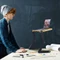 Relaxdays 2in1 Bettisch und Stehpult, Notebook-Stand bis 15", grau Vorschaubild