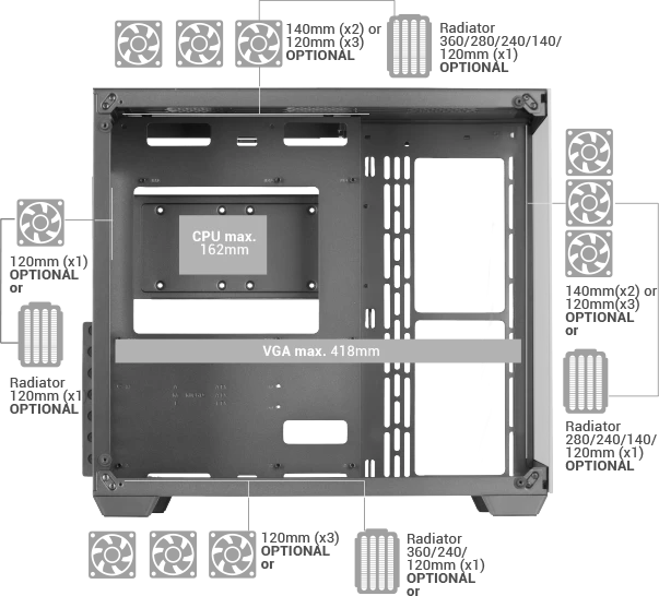 Mars Gaming MCV4 pink, Glasfenster