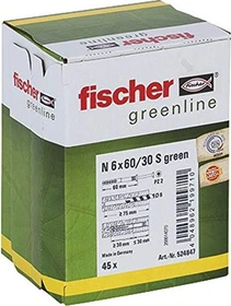 fischer N Green 6x60/30 S Nageldübel Schrauben/Dübel-Sortiment, 45 Stück